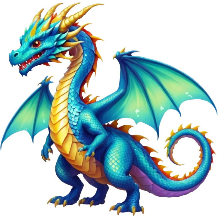 A colorful ethereal epic rare legendary dragon (full body) emoji