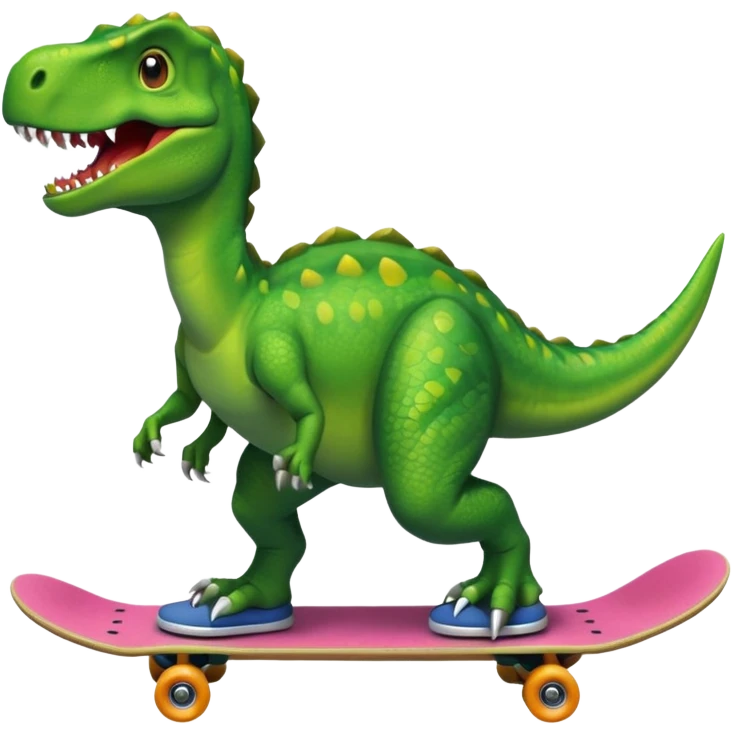 Dinosaur riding on a skateboard emoji