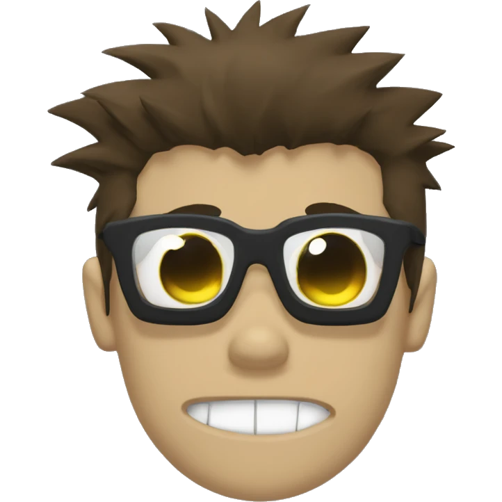 Eddsworld styled character with dark skin black shirt spikey like hair styled to cover the characters left eye and the character wears a black t-shirt with a skull on it. emoji