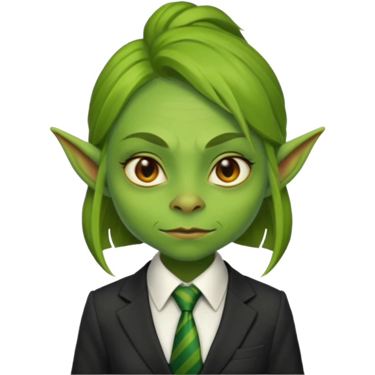 female goblin with tie, business emoji