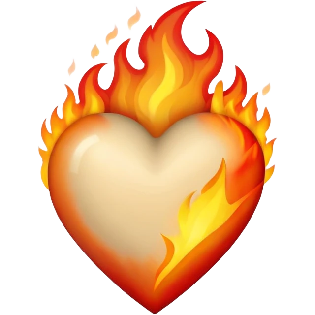 Beige heart with fire  emoji