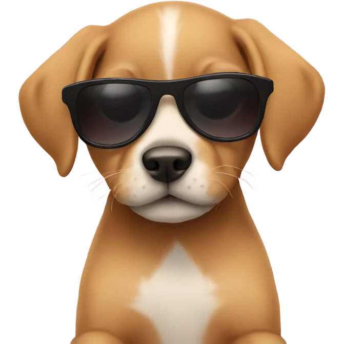 Puppy wearing sunglasses with sunglasses on emoji