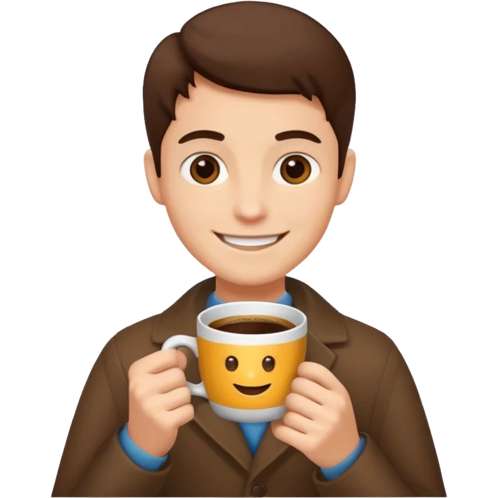 Saya sedang bahagia karena baru saja mendapatkan hadiah kopi emoji