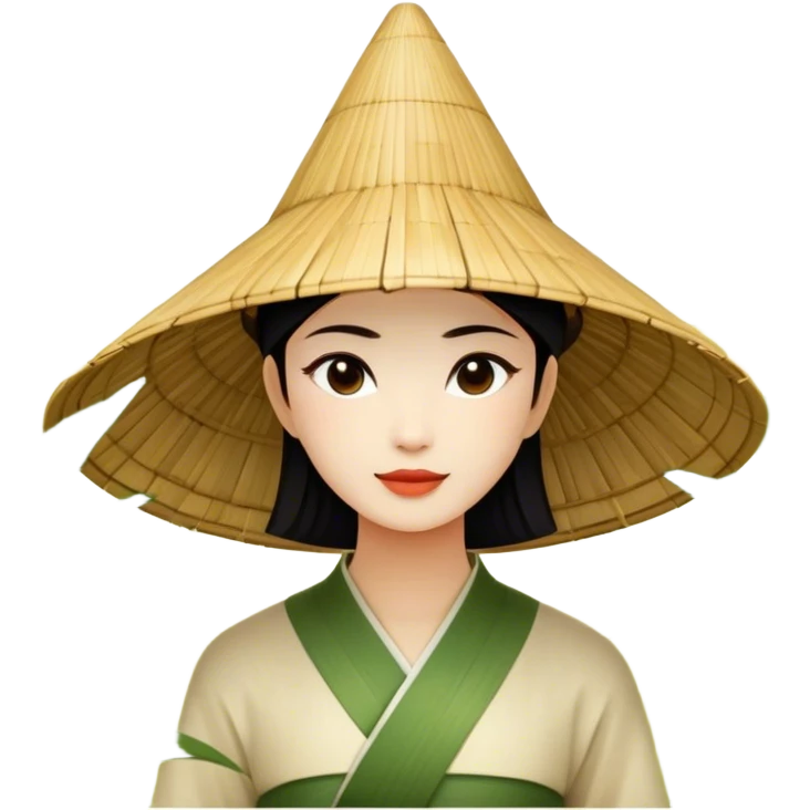 ​Cinematic Realistic Traditional Vietnamese Nón Lá, depicted as a delicately crafted conical hat made of bamboo and palm leaves with subtle texture and natural wear, set against a serene rural backdrop bathed in warm, soft sunlight, evoking authentic cultural heritage, emoji