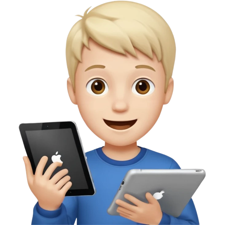 Crazy iPad kid boy emoji