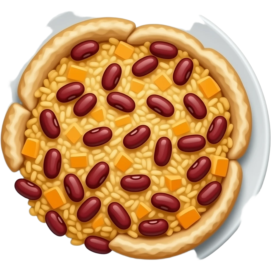 Fried chicken flats, red beans and rice emoji