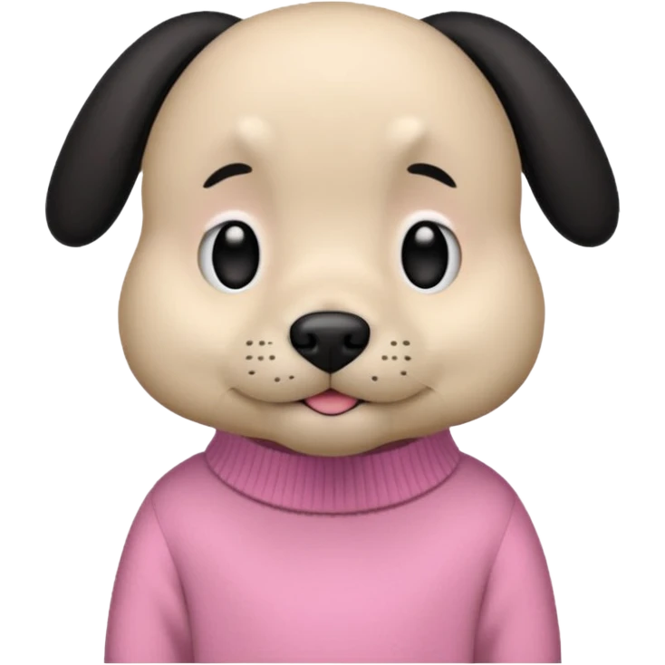 Udělat emoji z mého psa s růžovým svetrem má černou srst a má docela malý obličej  emoji