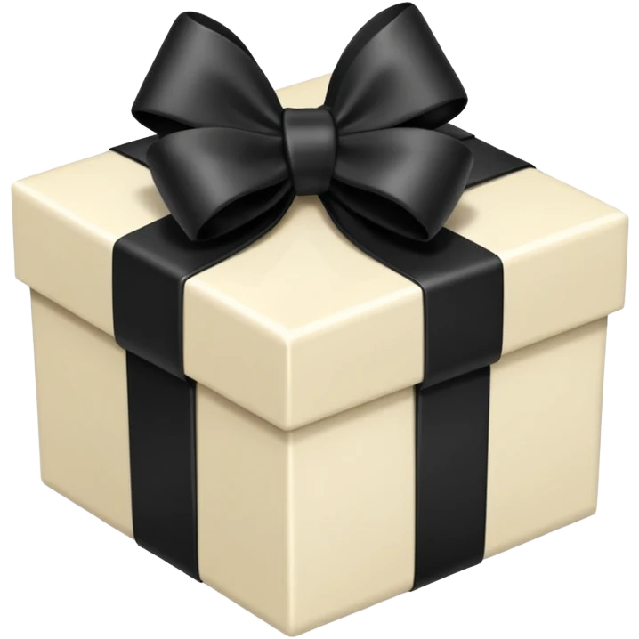 square ivory gift box present with a black bow emoji