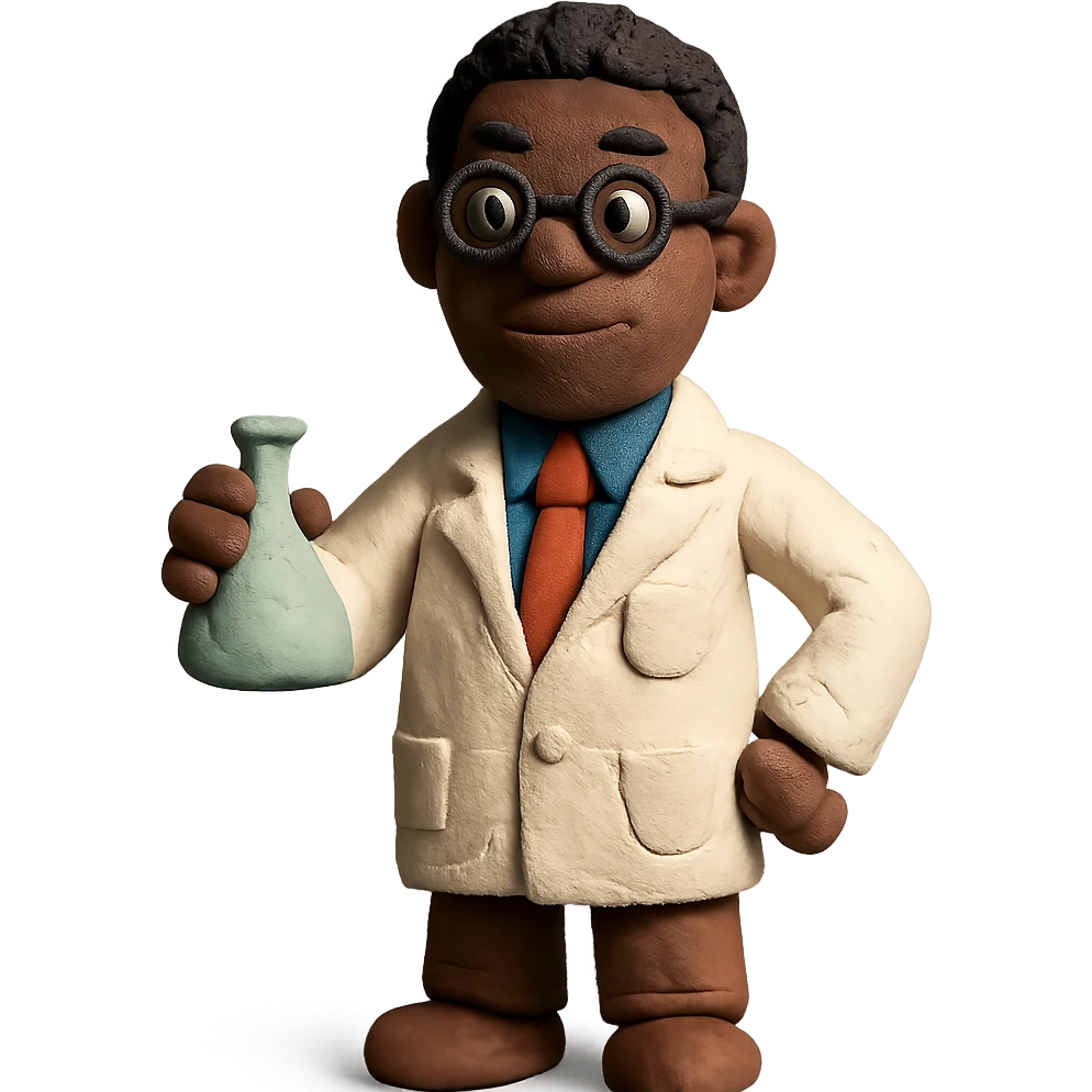 claymation style black scientist emoji