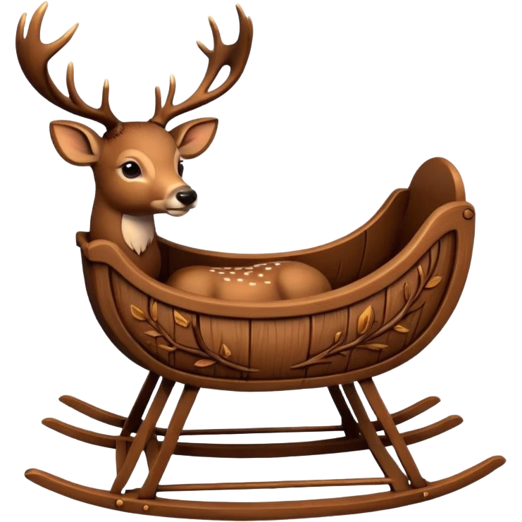 noel wood cradle with deer emoji