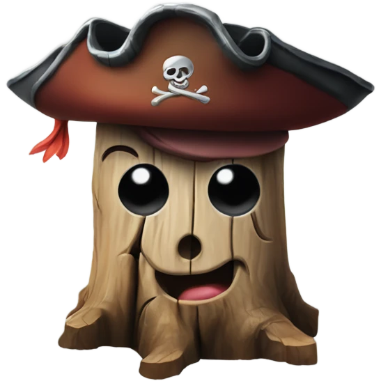 ugly tree stump with a pirate hat emoji