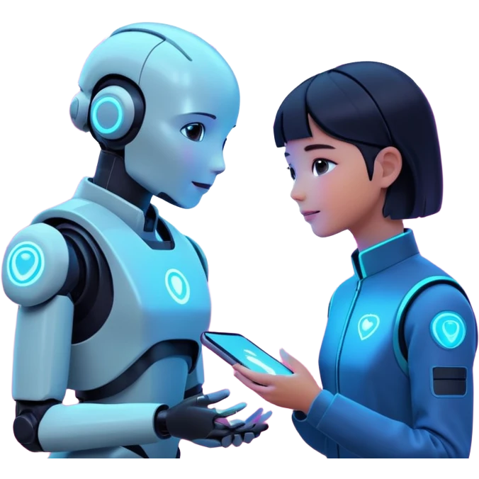 A hopeful 2026 future where humans and AI collaborate peacefully, soft neon lighting, cinematic, ultra-detailed, modern aesthetic emoji