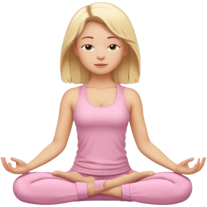 blonde yoga girl light pink clothes n emoji