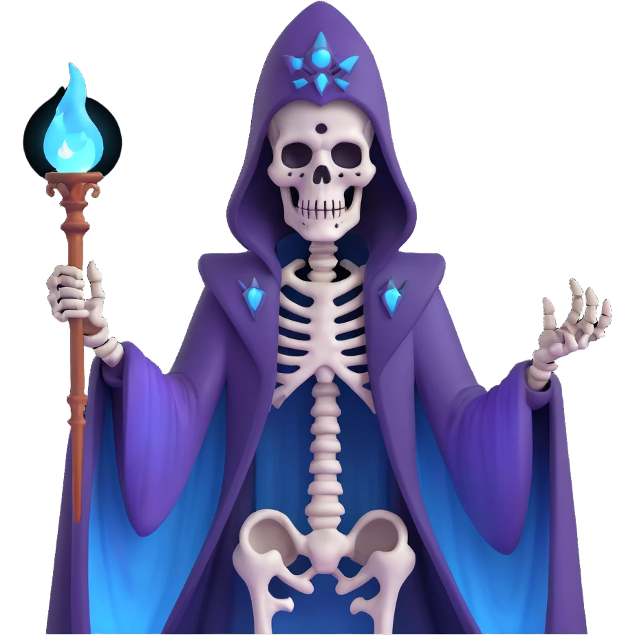 sinister skeleton lich with dark magic and shadowy aura emoji