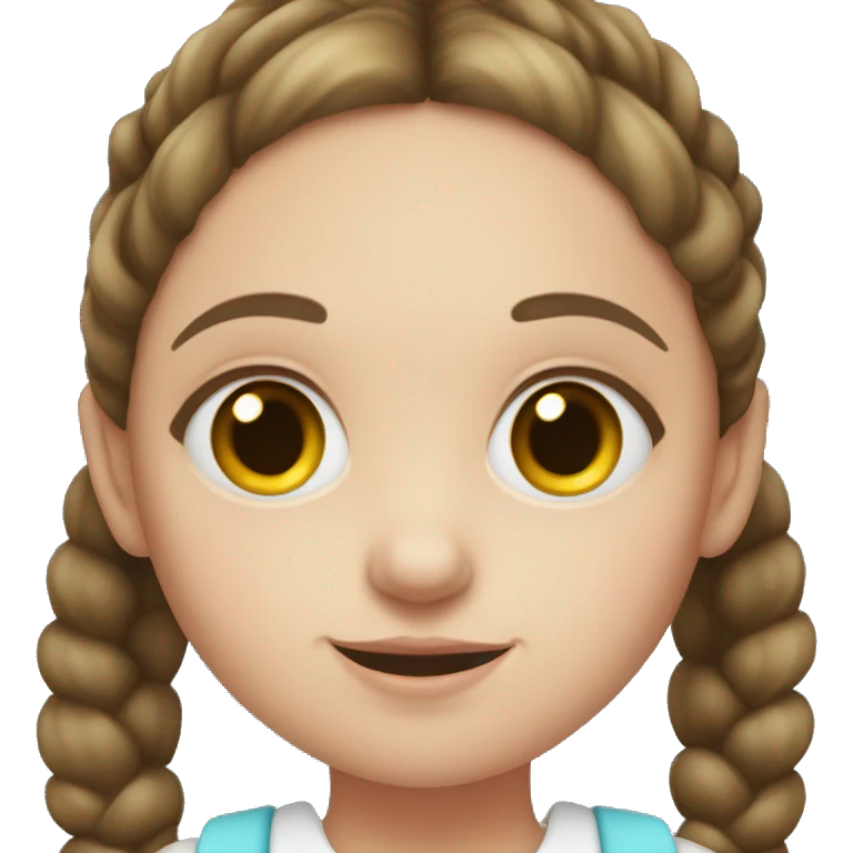 White pale young girl with brunette hair in pigtails and brown eyes holding a lollipop  emoji