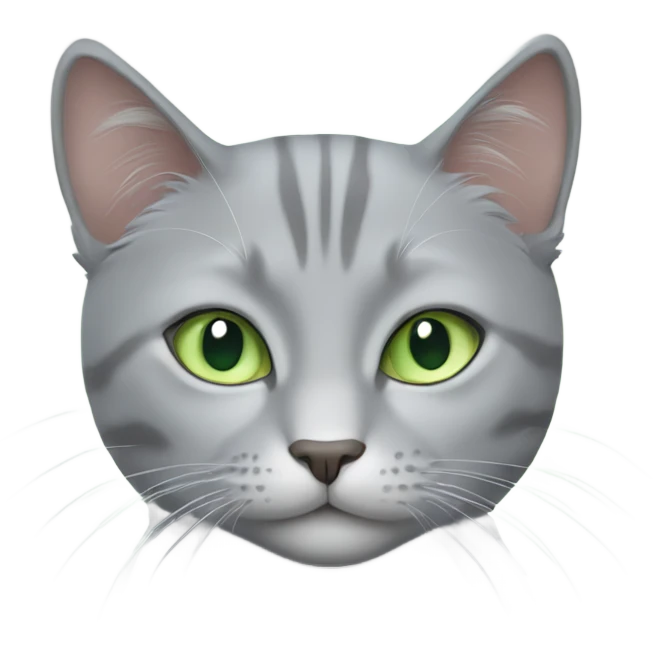 light grey cat with light green eyes emoji