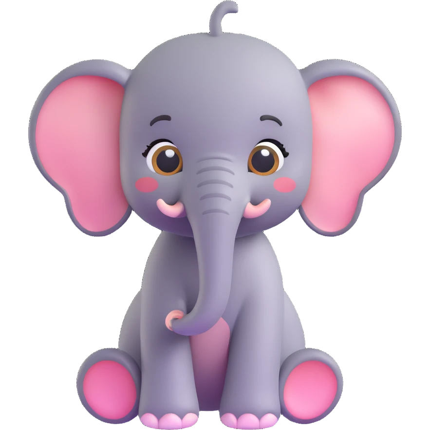 baby elephant in 3D emoji style, soft shading, lively and expressive, suitable for app icon emoji