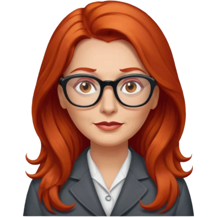 Heavy set mid 50's long red hair women hazel eyes emoji