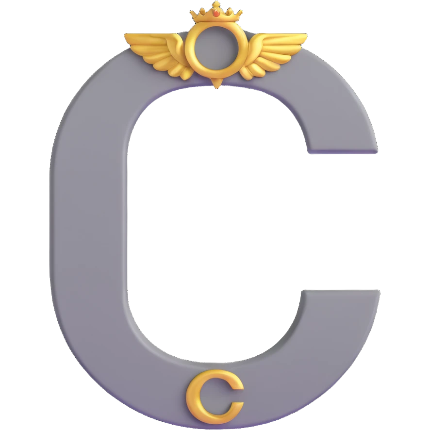 Gray letter C with an angelic golden halo above it, representing Grace/Gracie/graycee emoji