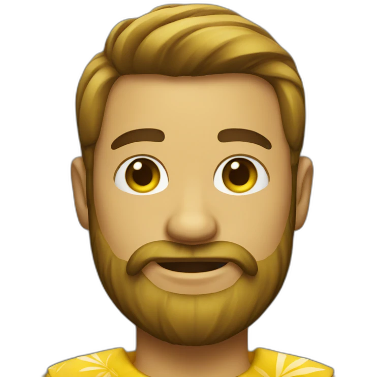 guy with yellow hawaiian skirt beard emoji