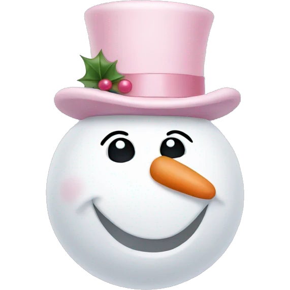 Snowman with a light pink bow emoji