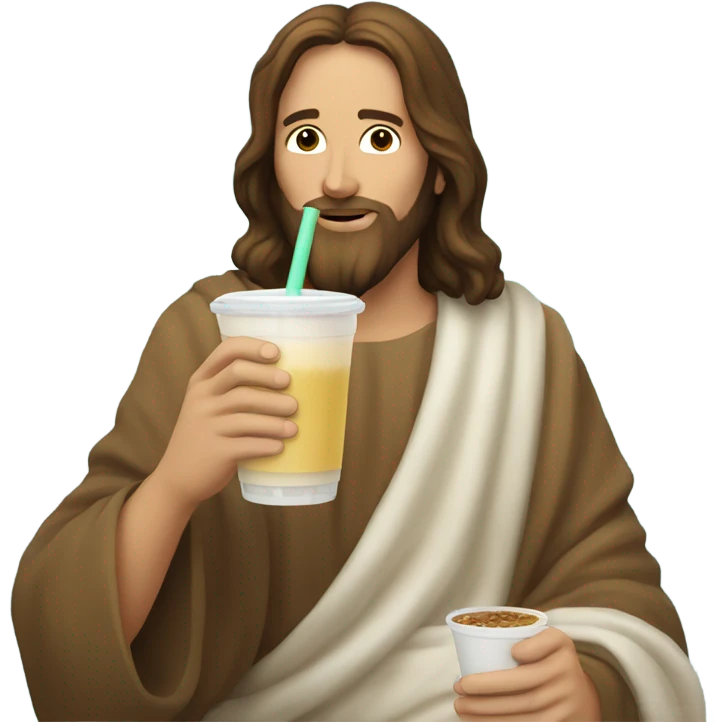 Jesus sipping boba tea emoji