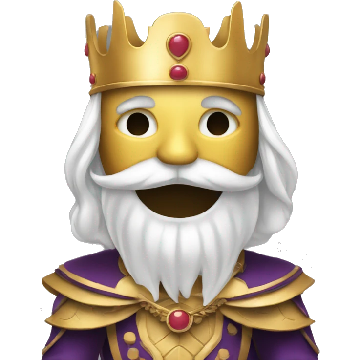 Un roi sans courounne dont le visage est couvert par un masque de fer qui lève sa main emoji