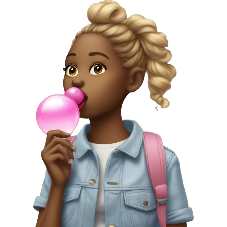 cool girl blowing a bubble gum emoji
