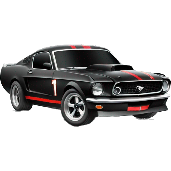 Black ford mustang race car emoji