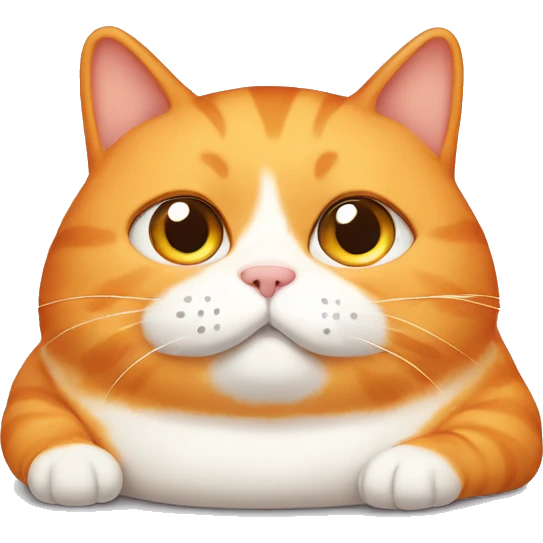 Fat orange cat sitting on the bed emoji