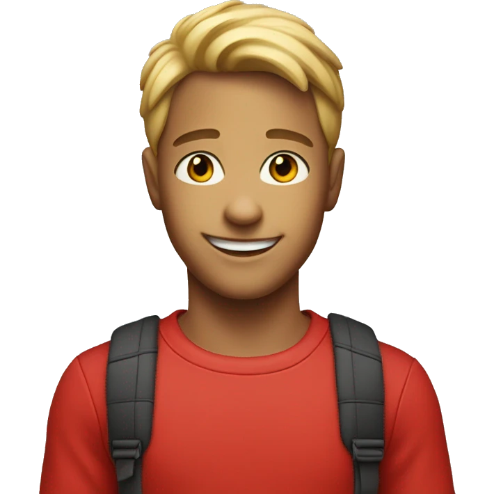 smiling boy in red bodysuit emoji