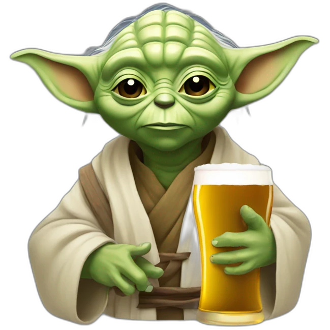 Yoda avec une bière emoji