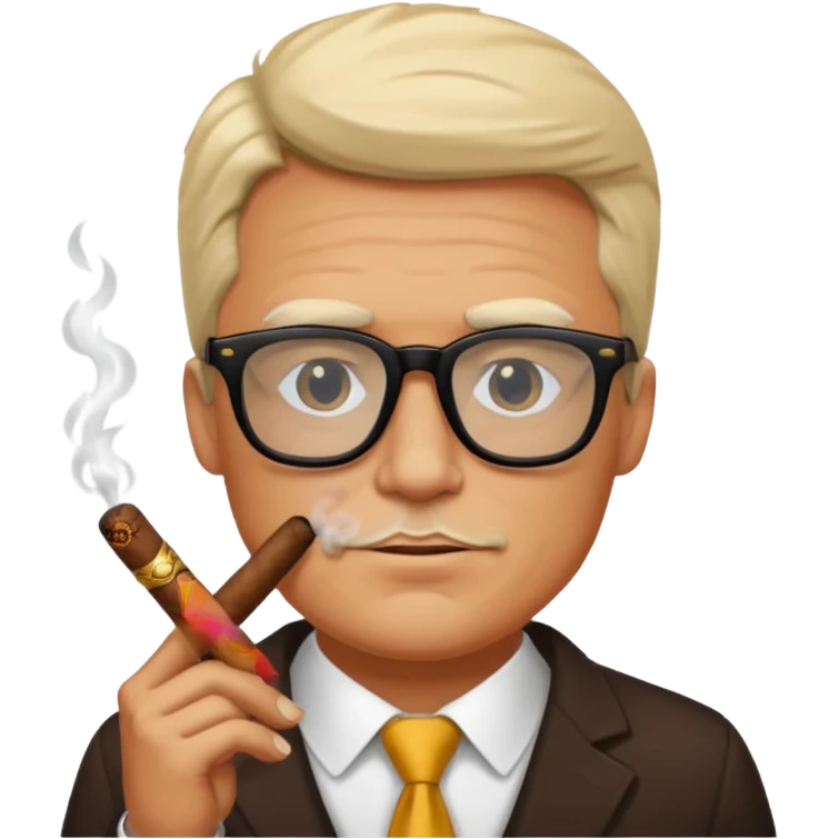 bold white guy in black glasses and cigar, Andrew Tate emoji