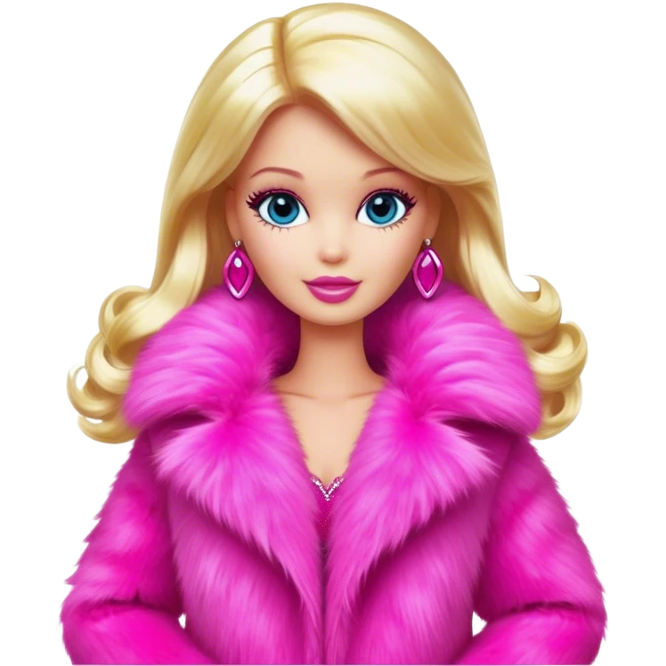 Barbie wearing a hot pink fluffy fur coat  emoji