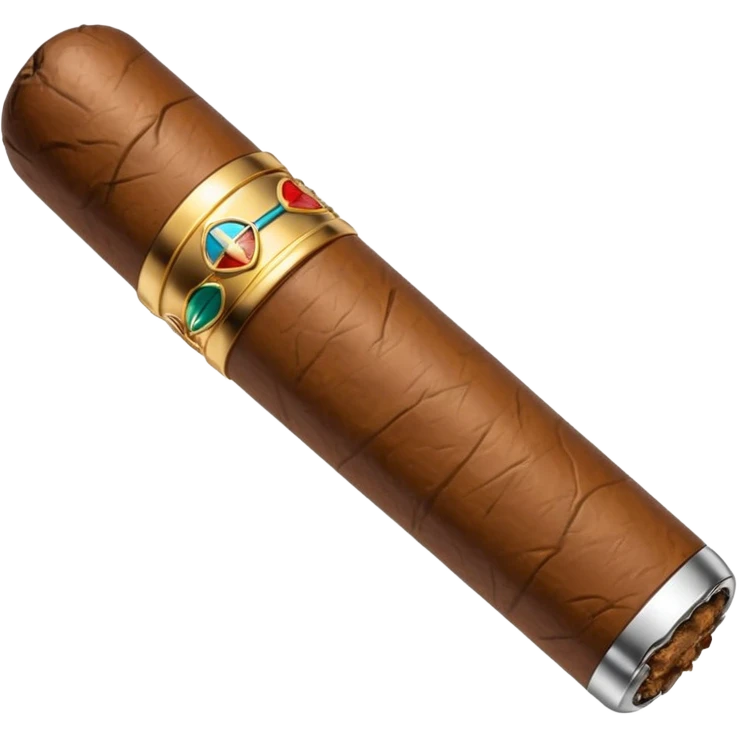 A luxury cigar emoji made of silver chrome, smooth metallic texture, minimal shape, glossy reflections, rich swag aesthetic, iOS emoji style, centered, clean white background emoji