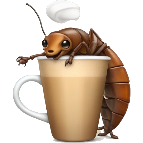 Roach holding a Latte emoji