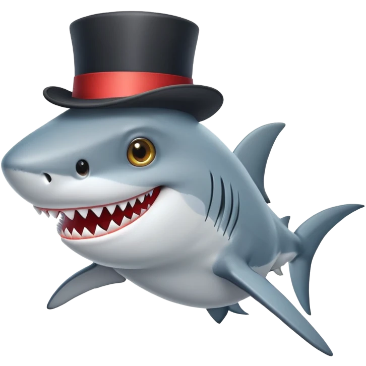 shark wearing a top hat emoji