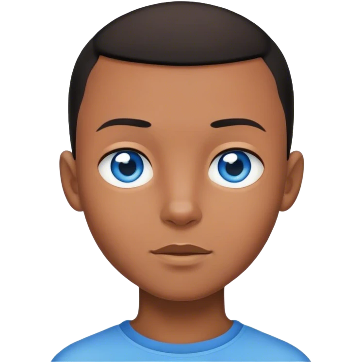 buzz cut black haired boy with blue eyes emoji