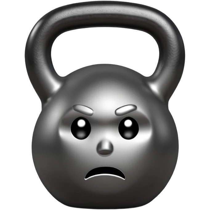 kettlebell with a sad face emoji