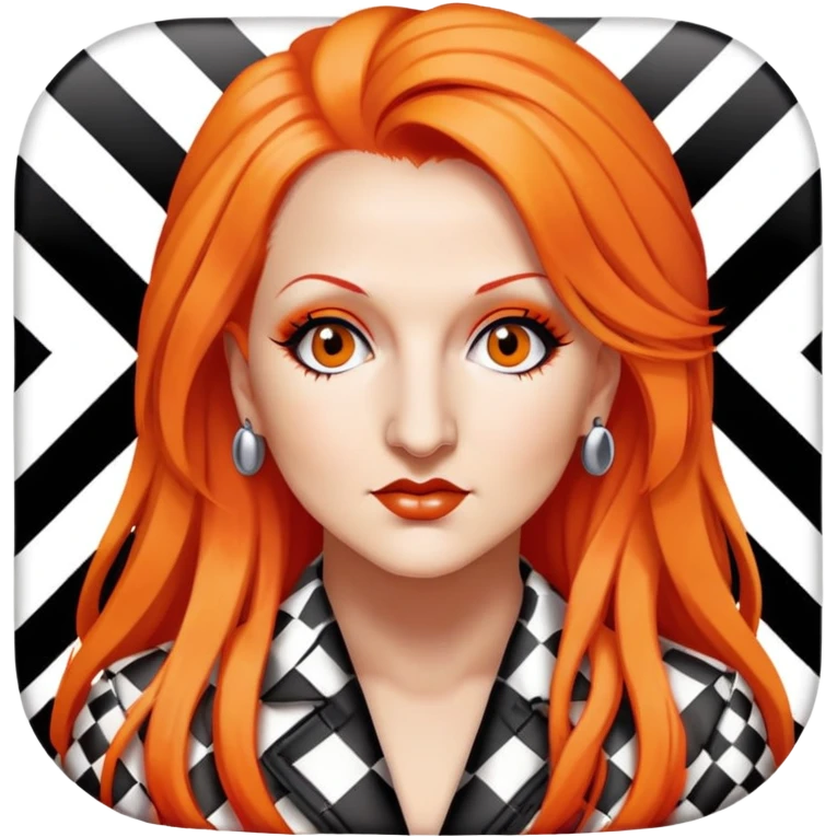 cyndi laiuper long orange hair, shaved checker board on one side emoji