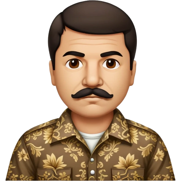 Mexican drug lord El Chapo with mustache and patterned shirt emoji