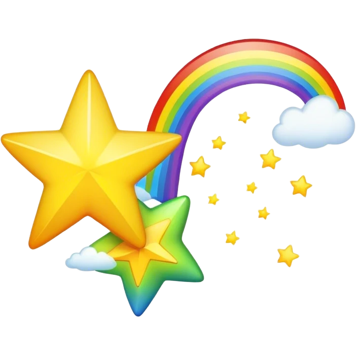 A shooting star with a rainbow behind it with the words, the more you know on top of the rainbow emoji