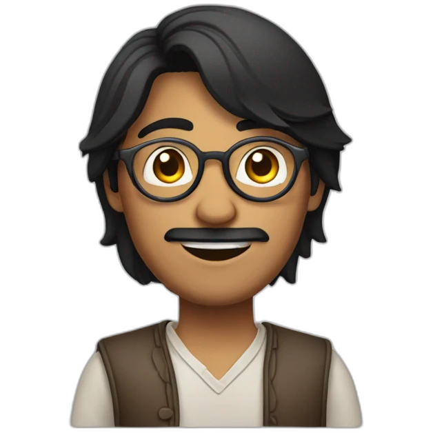 indian guy with fair skin with straight hair with round fully circular glasses black eyes black hair waving hand towards the left side emoji