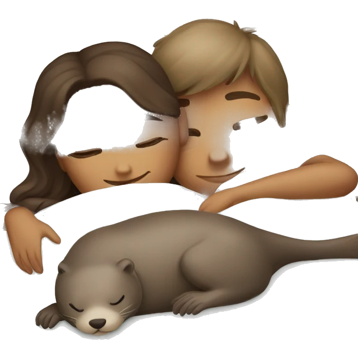 Girl sleeping with otter in bed emoji