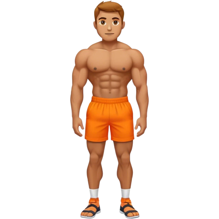 calves muscles male wearing orange shorts emoji