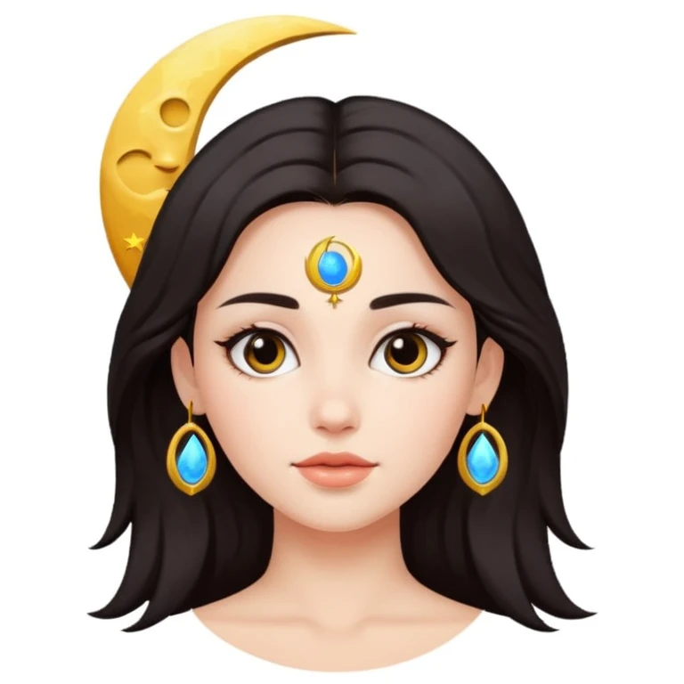چهره ی دختری زیبا با نشانه ی ماه روی پیشانی emoji