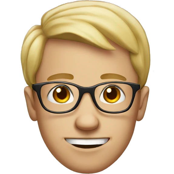 young ugly white man with round head and round glasses emoji
