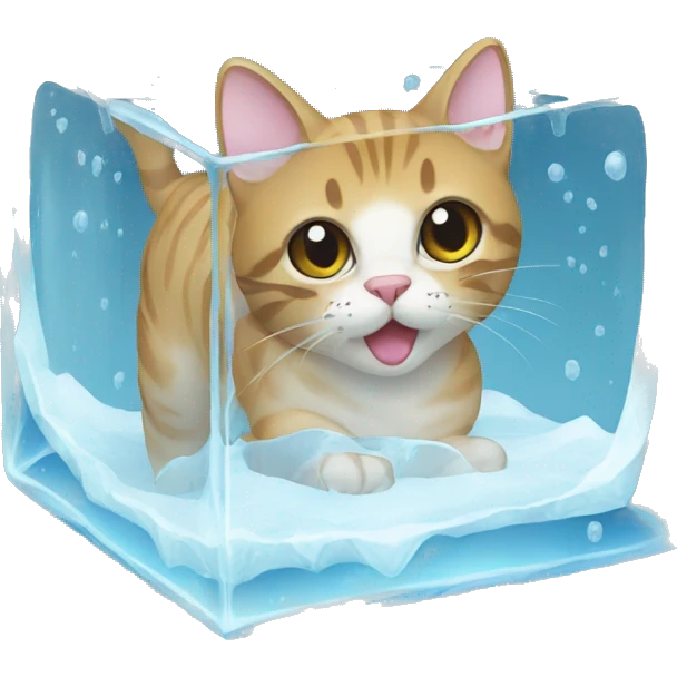 Cat inside ice cube emoji