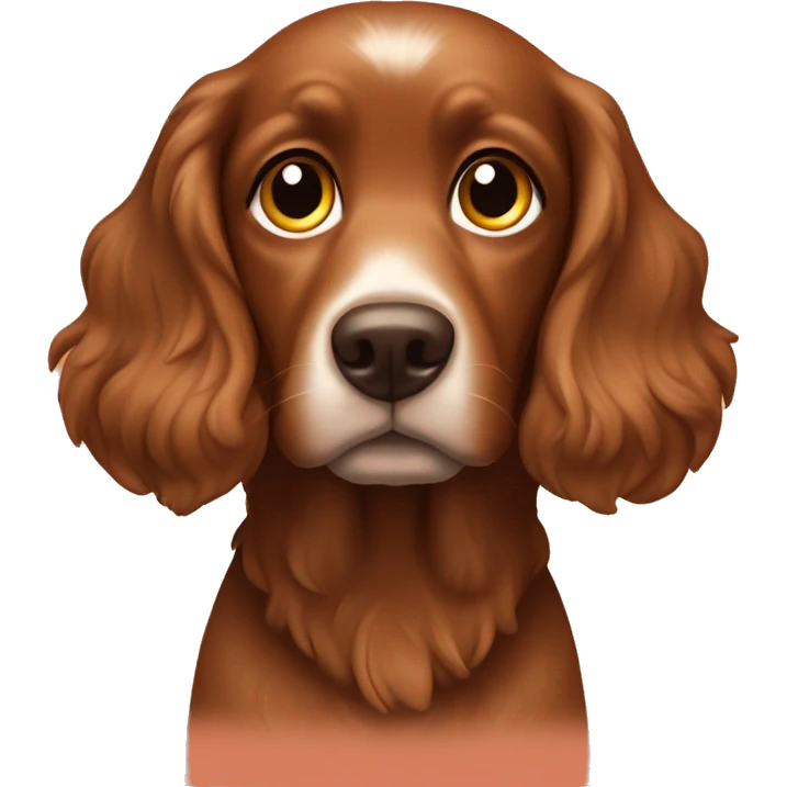 A brown cocker dog which is listening sunset lover  emoji