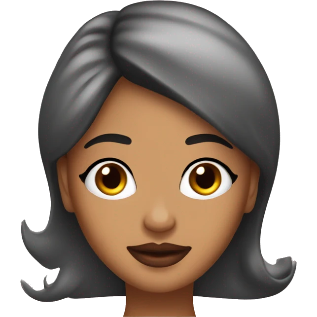 Cosmetic nurse with brown blown out hair and olive skin doing lip filler emoji